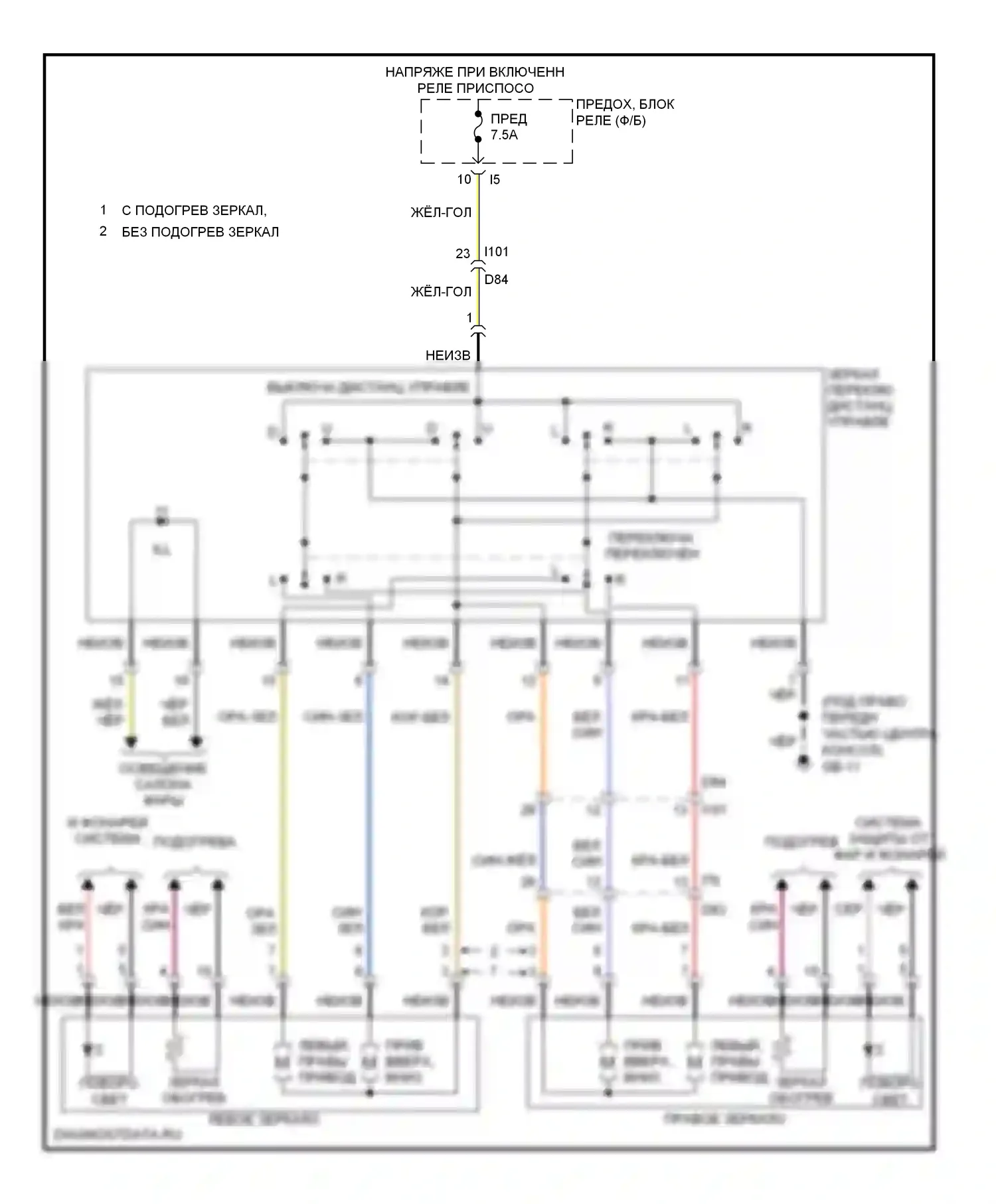 XV Subaru GP (2011-2016): Электросхема силового зеркала, с hev 