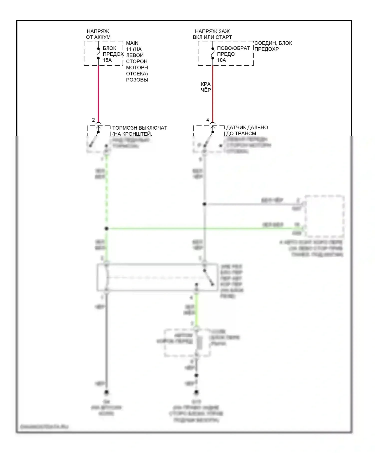 Aerio Suzuki I (2001-2007): Электросхема блокировки селектора, с круиз-контролем 