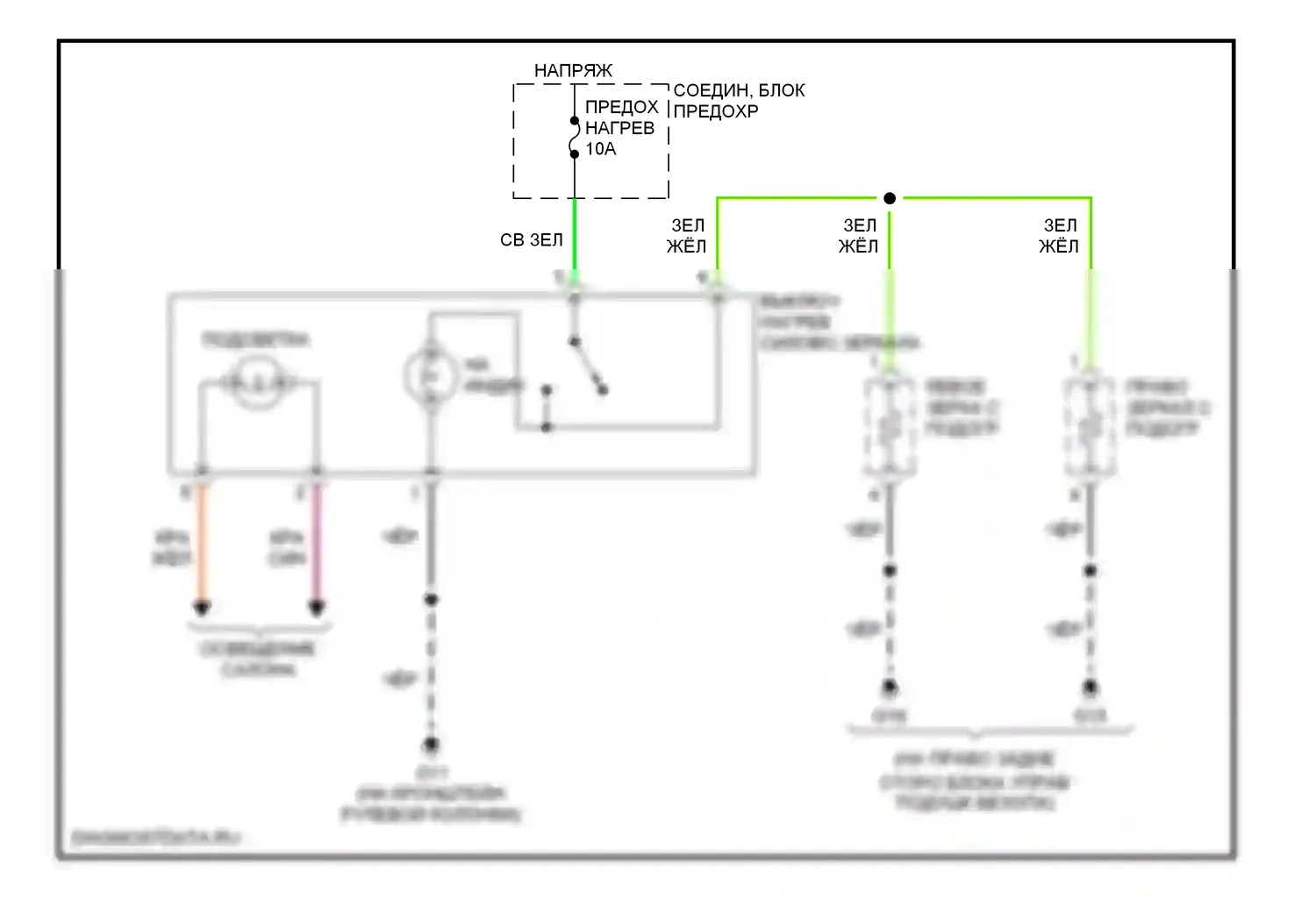 Aerio Suzuki I (2001-2007): Электросхема обогреваемых зеркал 