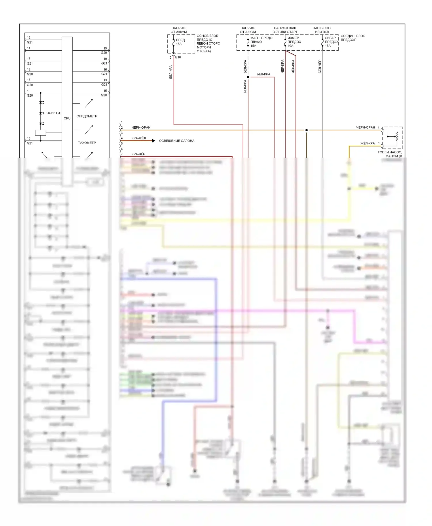 Aerio Suzuki I (2001-2007): Электросхема приборной панели 