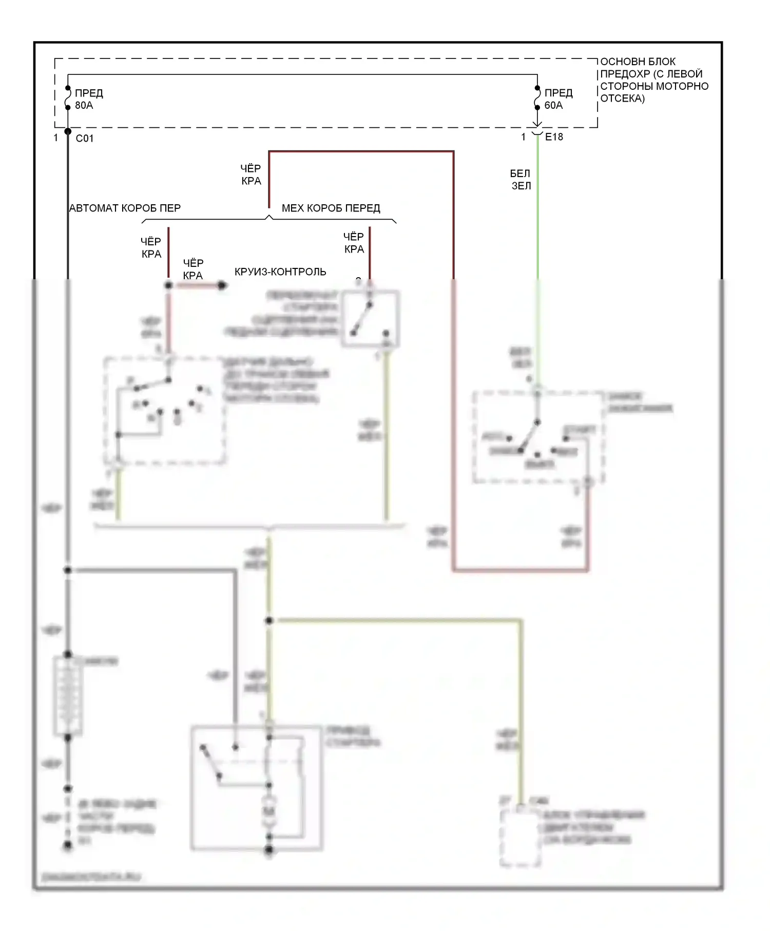 Aerio Suzuki I (2001-2007): Электросхема стартера 