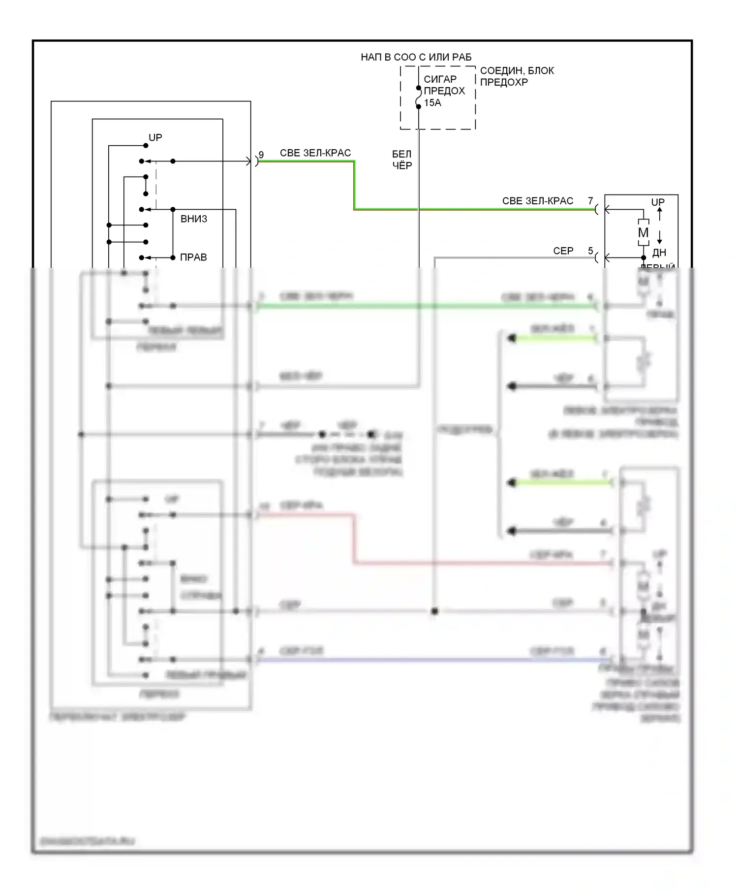 Aerio Suzuki I (2001-2007): Электросхема управления зеркалами заднего вида 