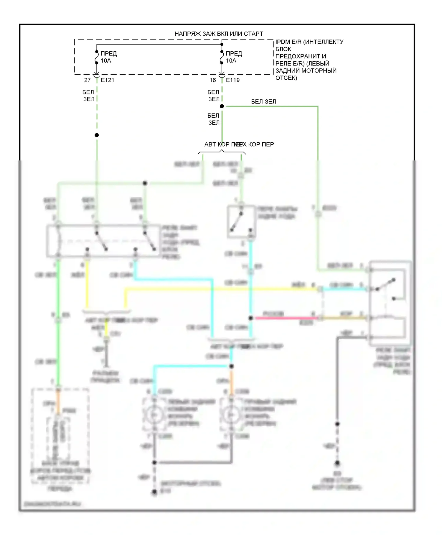 Equator Suzuki I (2008-2012): Электросхема фонарей заднего хода 