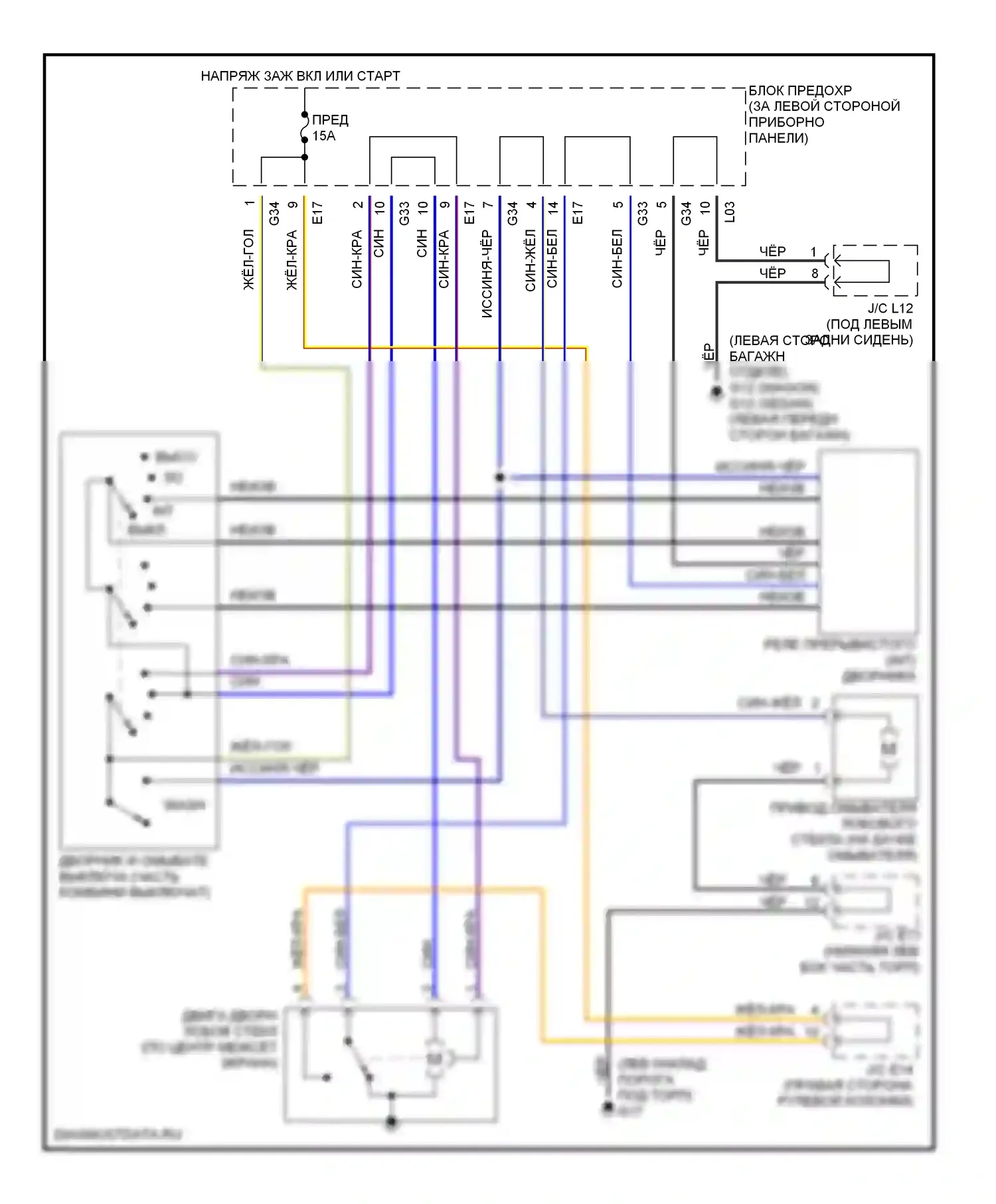 Esteem Suzuki I (1995-2004): Электросхема передних дворников и омывателей 