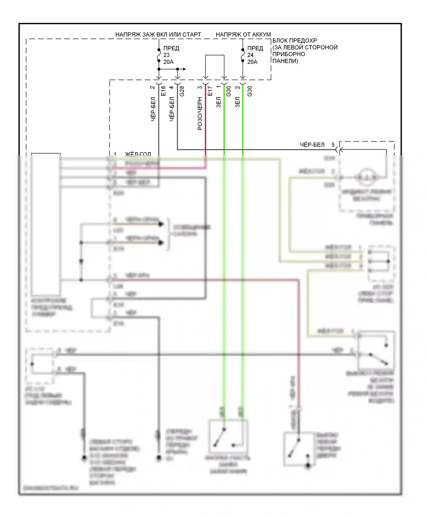 Esteem Suzuki I (1995-2004): Электросхемы системы оповещения 