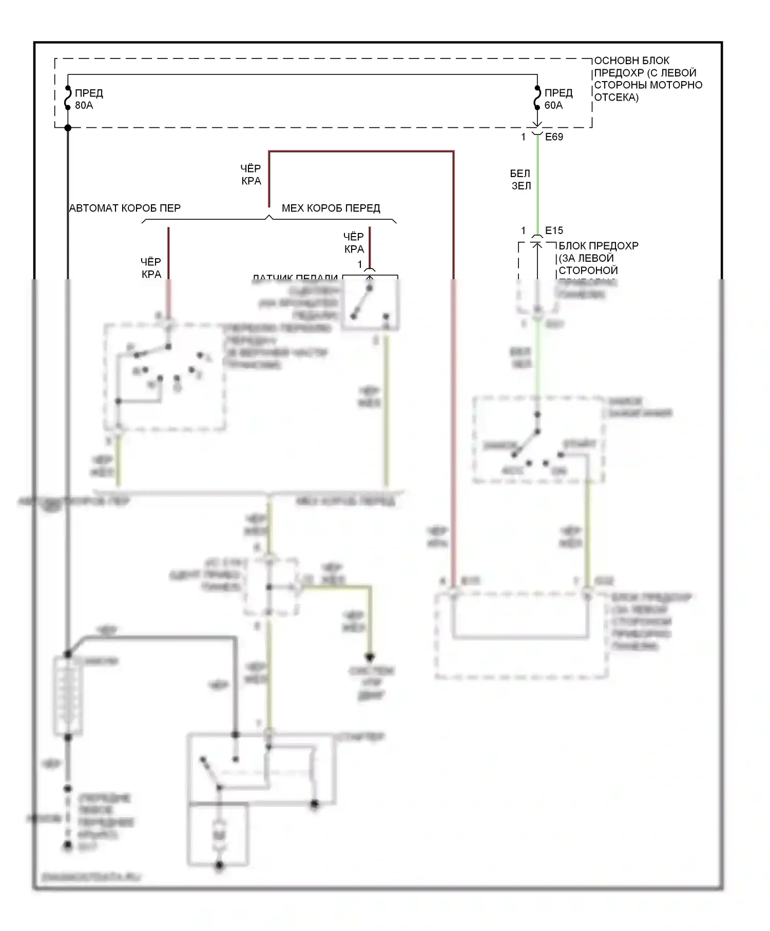 Esteem Suzuki I (1995-2004): Электросхема стартера 