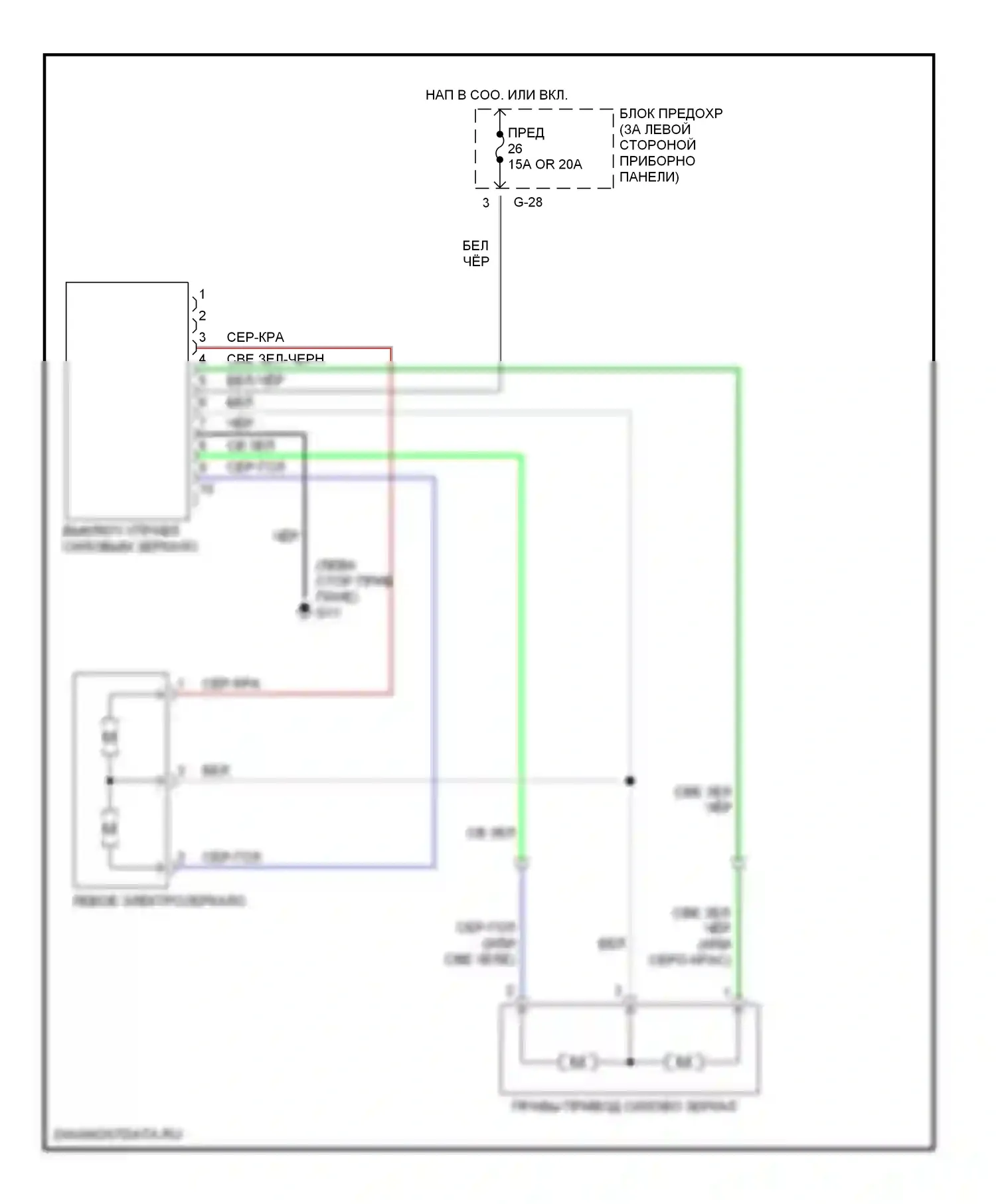 Esteem Suzuki I (1995-2004): Электросхема силового зеркала 
