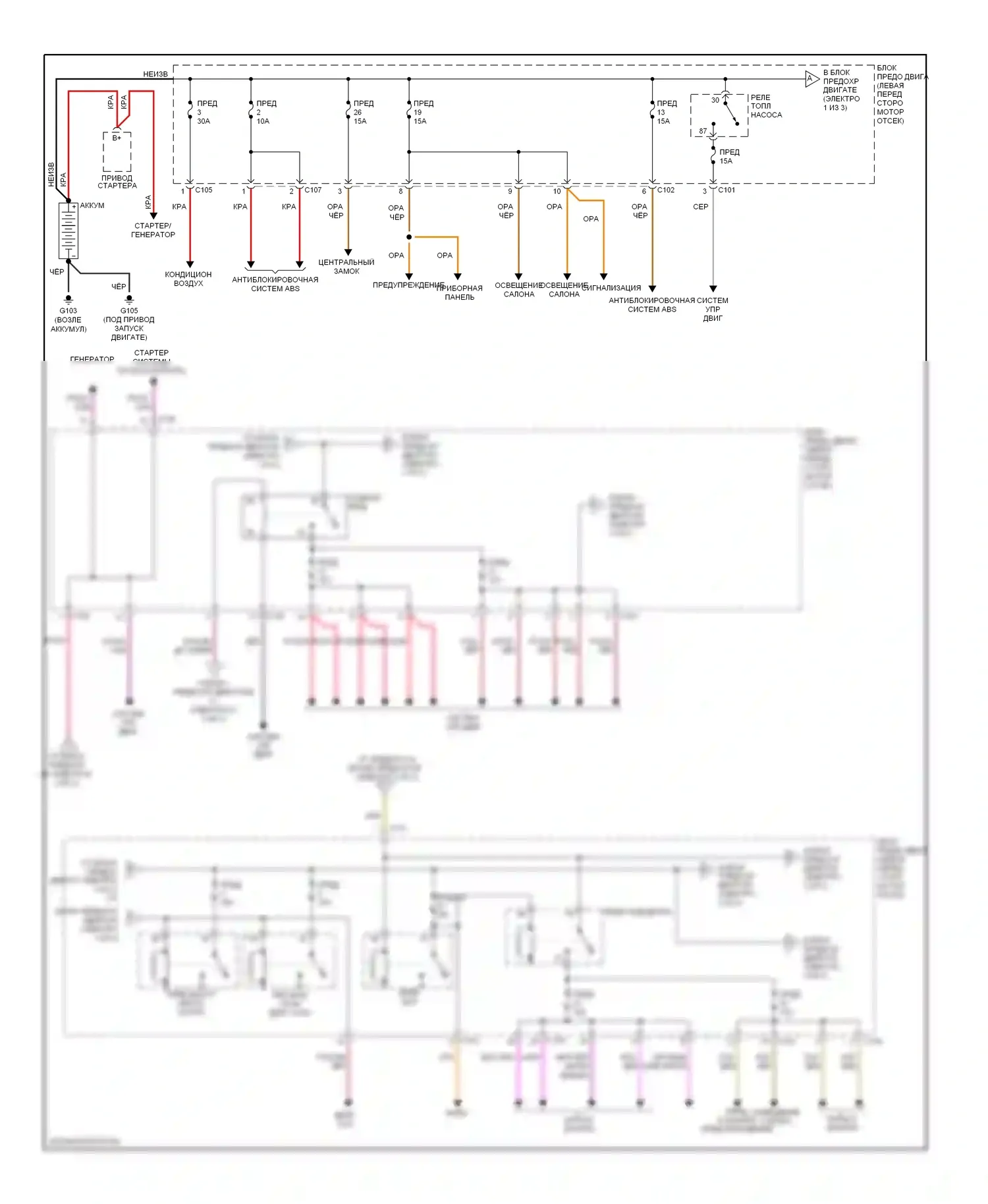 Forenza Suzuki I (2003-2008): Электросхема блока предохранителей реле (1 из 3) 