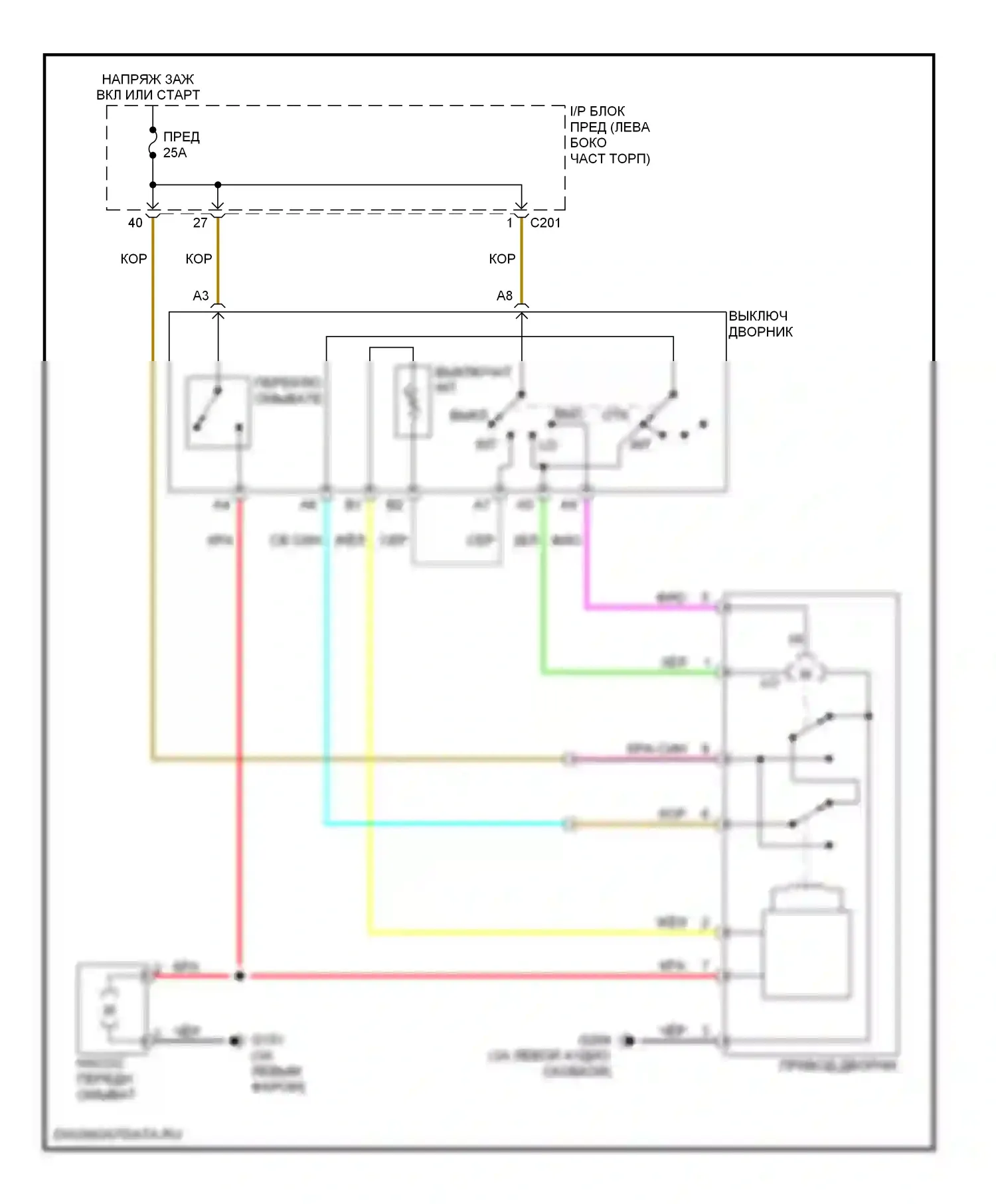 Forenza Suzuki I (2003-2008): Дворники и омыватели электросхема, notchback 