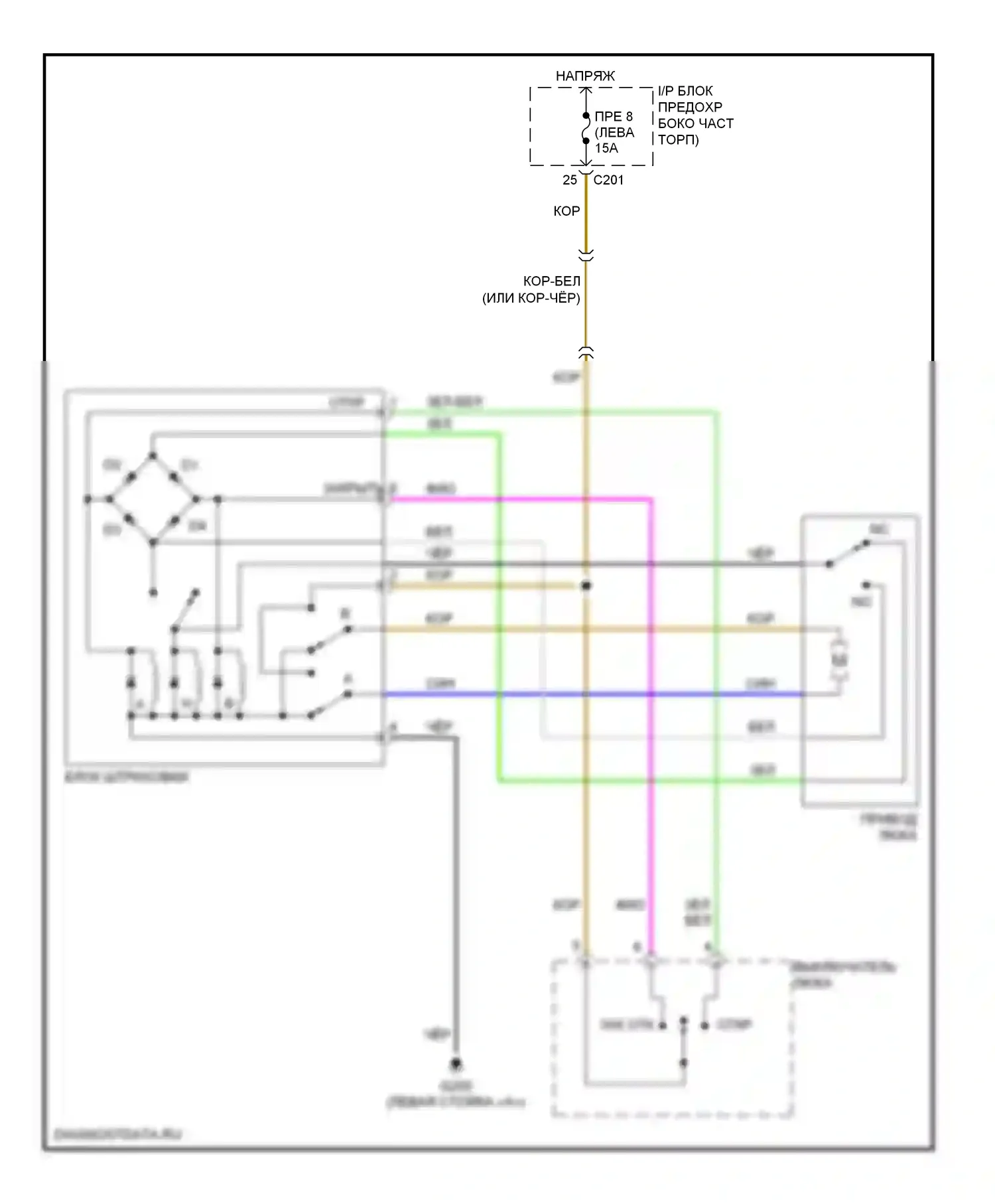 Forenza Suzuki I (2003-2008): Электросхема складной крыши/люка 