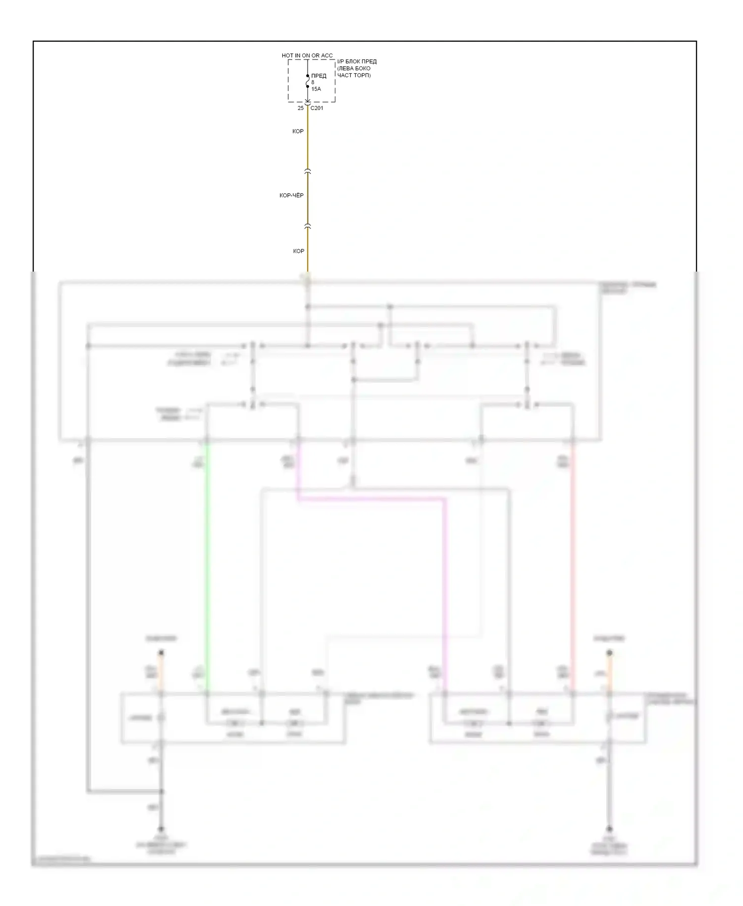 Forenza Suzuki I (2003-2008): Электросхема управления зеркалами заднего вида 