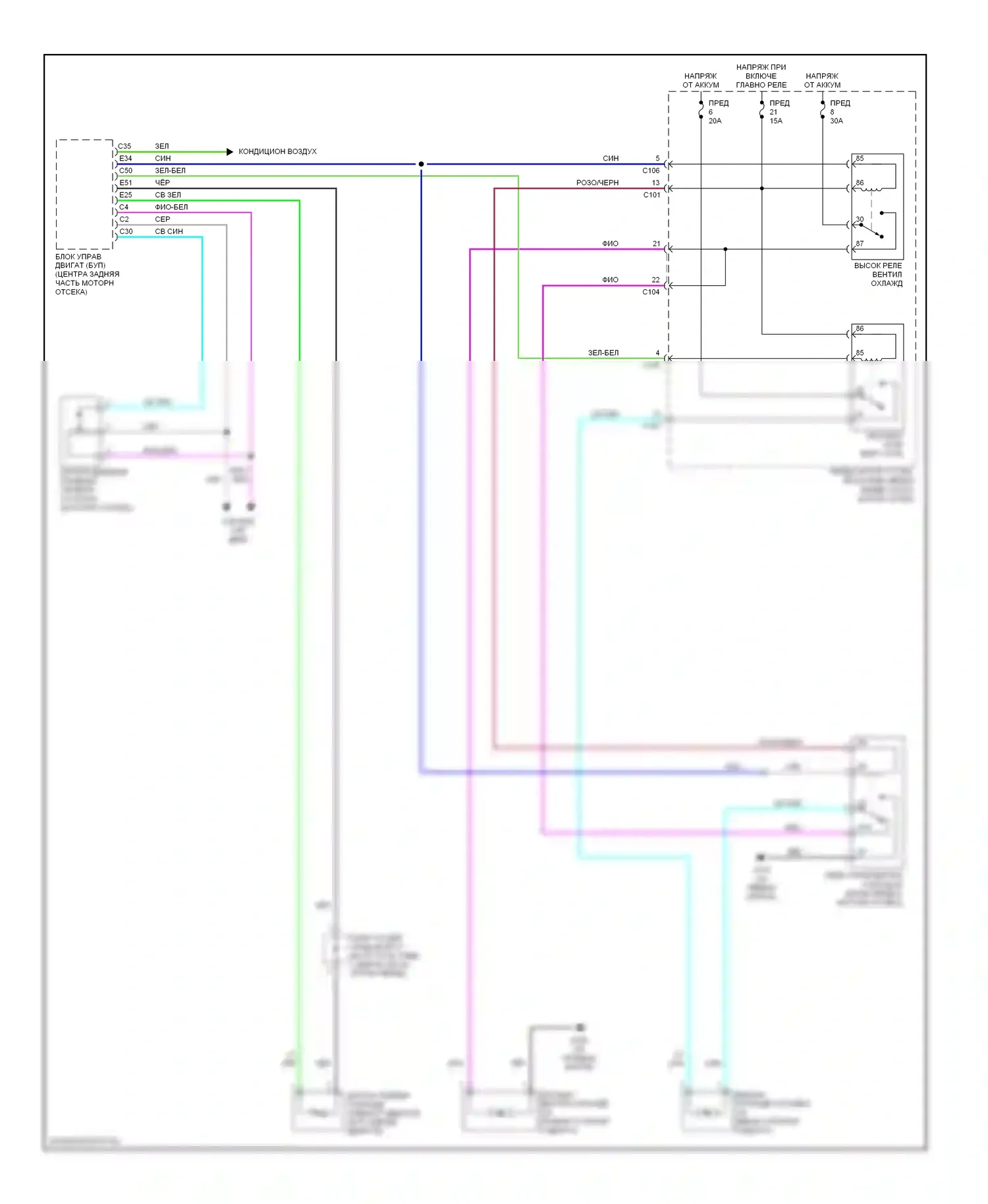 Forenza Suzuki I (2003-2008): Электросхема вентилятора охлаждения 