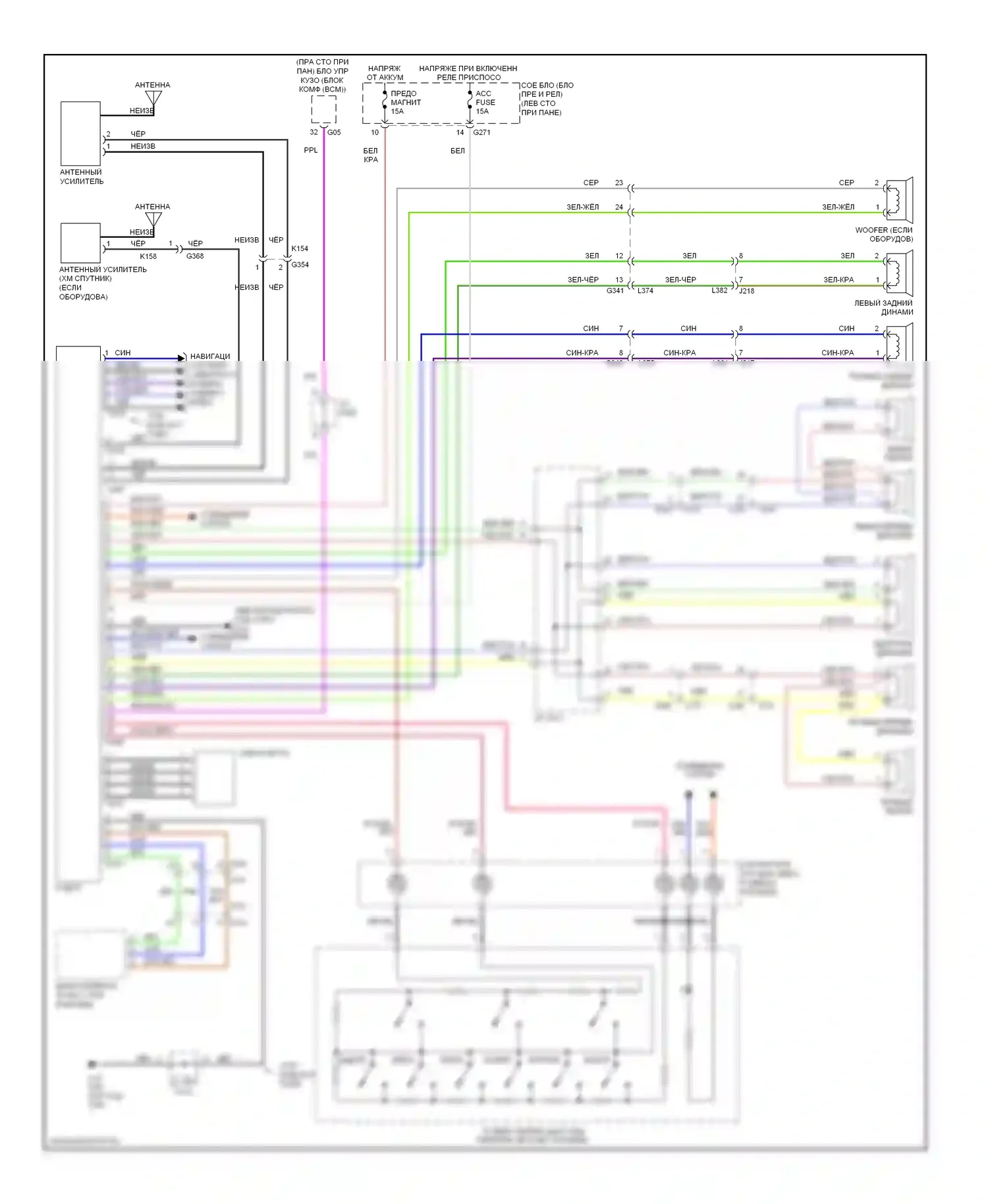 Kizashi Suzuki I (2009-2014): Электросхема магнитолы, без усилителя 