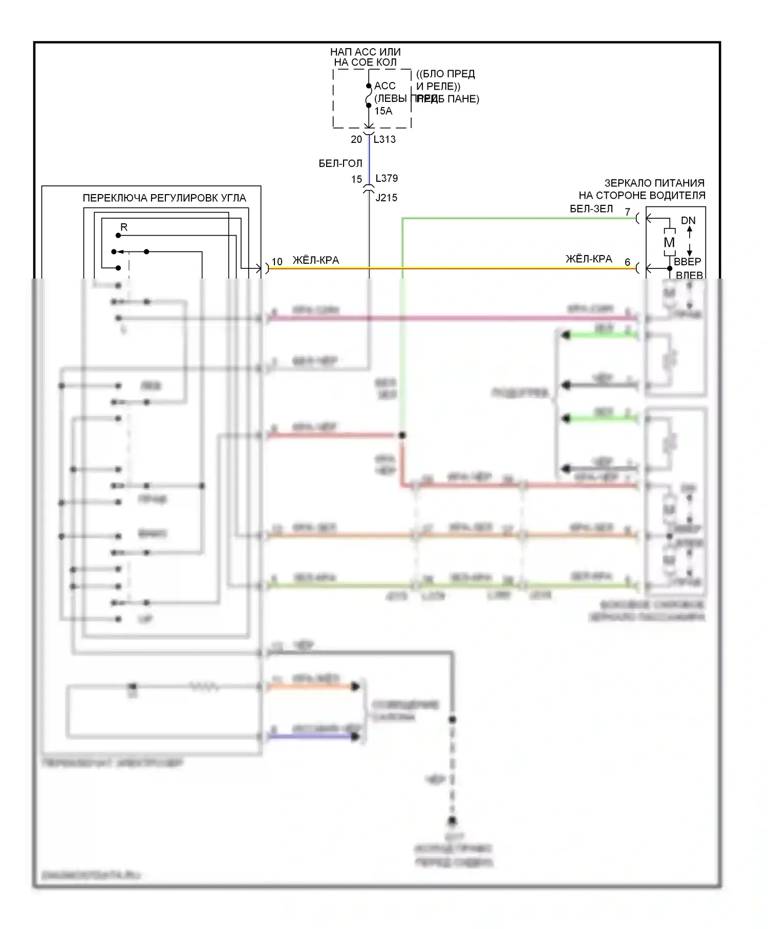 Kizashi Suzuki I (2009-2014): Электросхема управления зеркалами заднего вида 
