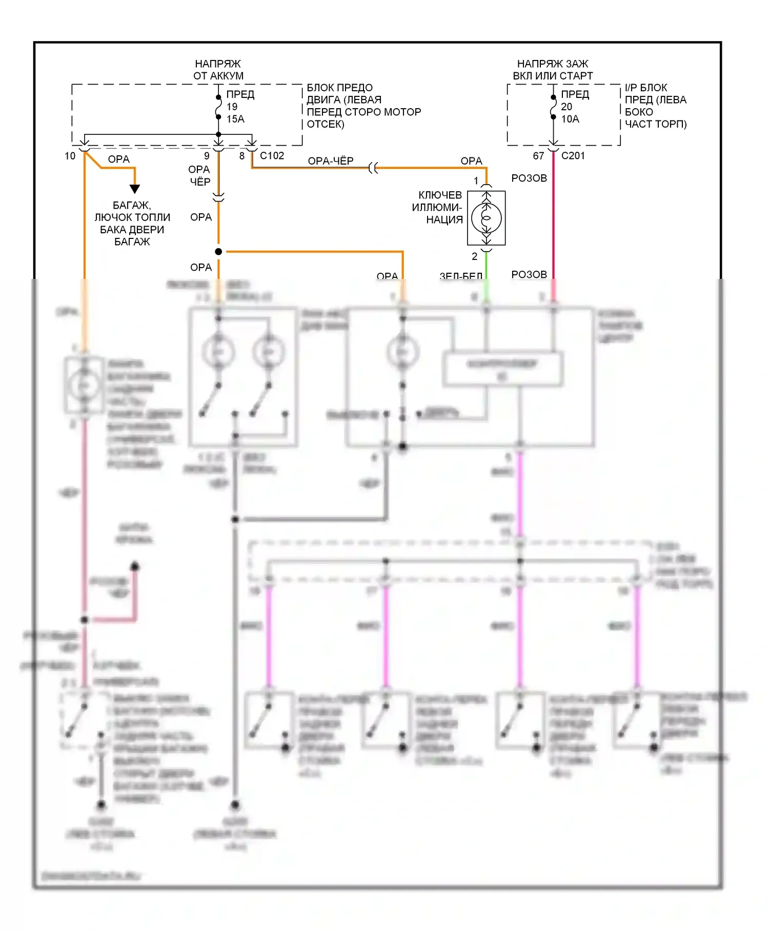 Reno Suzuki I (2004-2008): Электросхема освещения салона 
