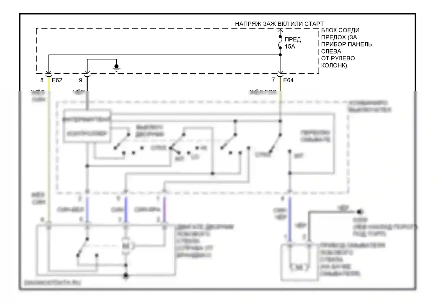Swift Suzuki II рестайлинг (1995-2003): Электросхема передних дворников и омывателей 