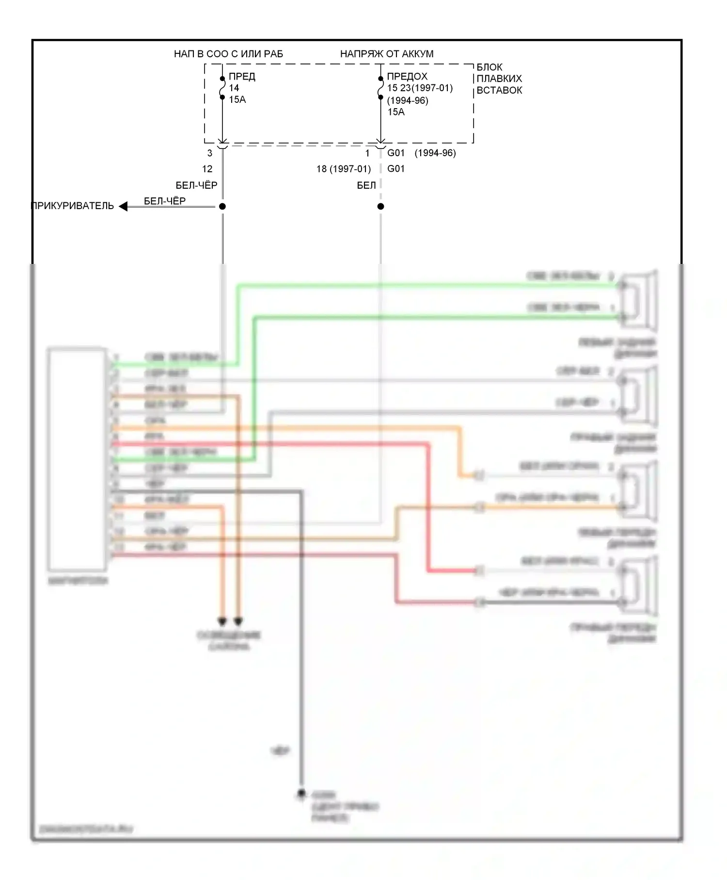 Swift Suzuki II рестайлинг (1995-2003): Магнитола электросхем 