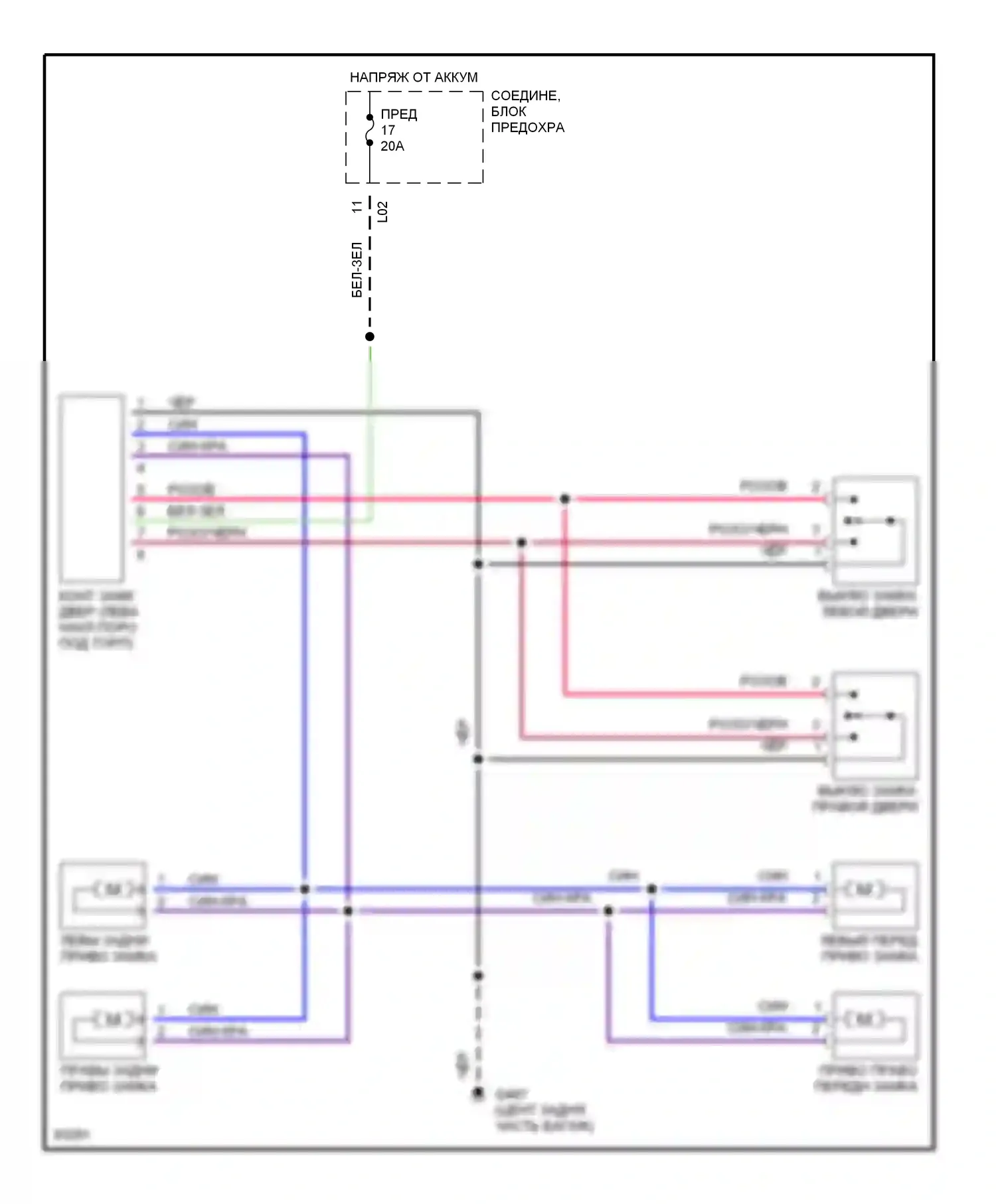 Swift Suzuki II рестайлинг (1995-2003): Электросхема замка силовой двери 