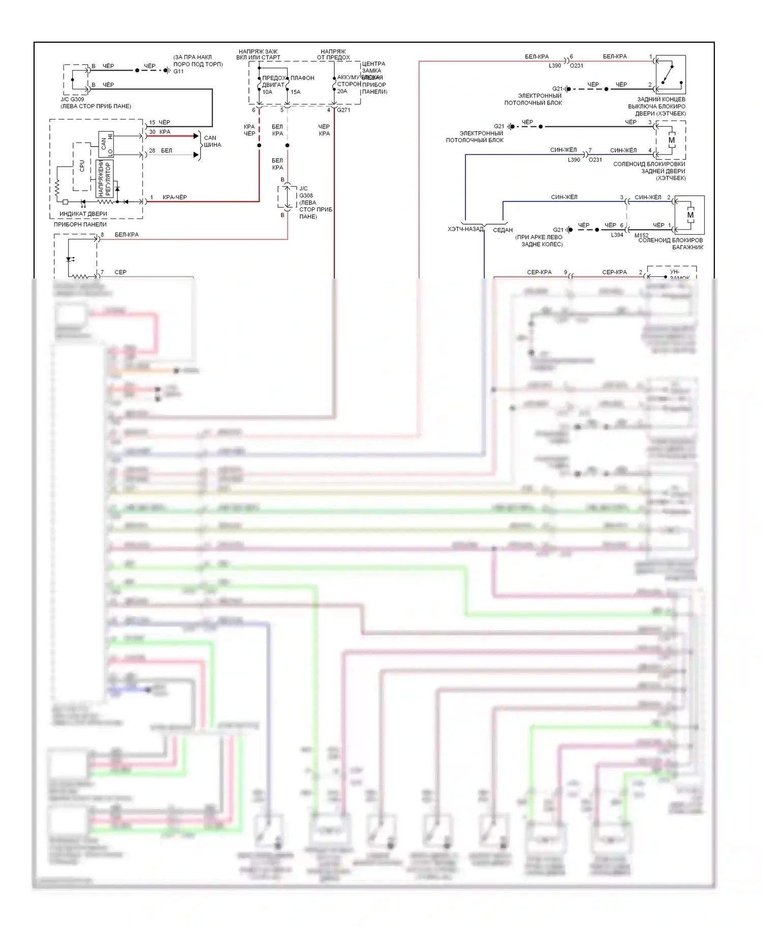 SX4 Suzuki I рестайлинг (2009-2014): Электросхема центрального замка, без смарт-ключа 
