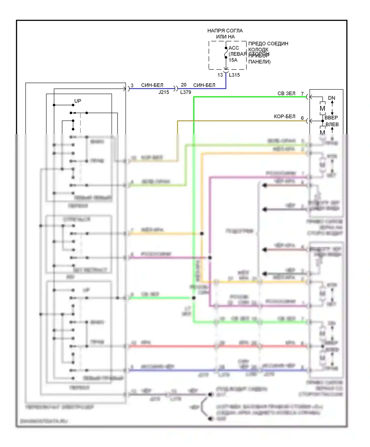 SX4 Suzuki I рестайлинг (2009-2014): Электросхема управления зеркалами заднего вида 