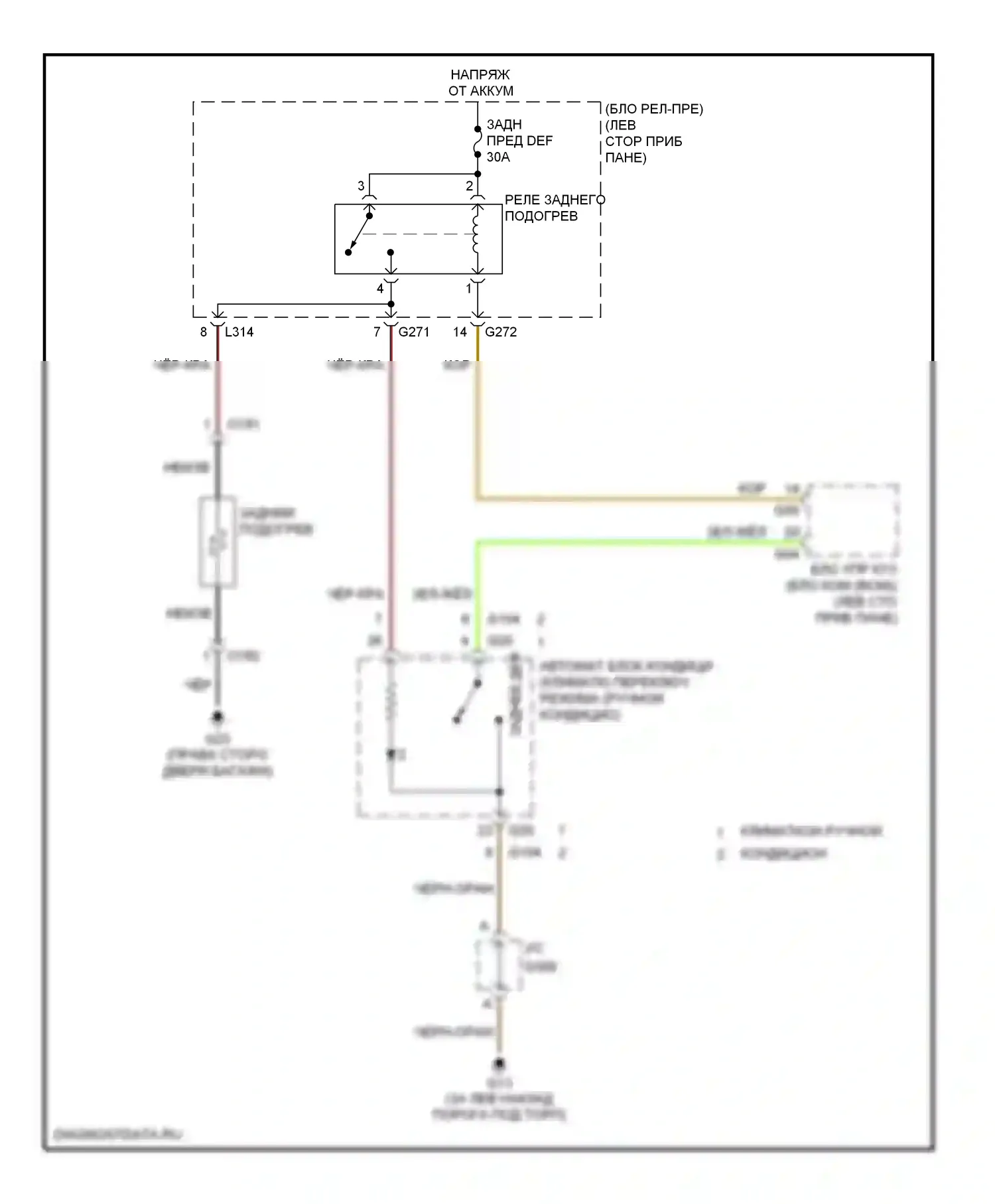 SX4 Suzuki I (2006-2009): Электросхема подогрева стекол 