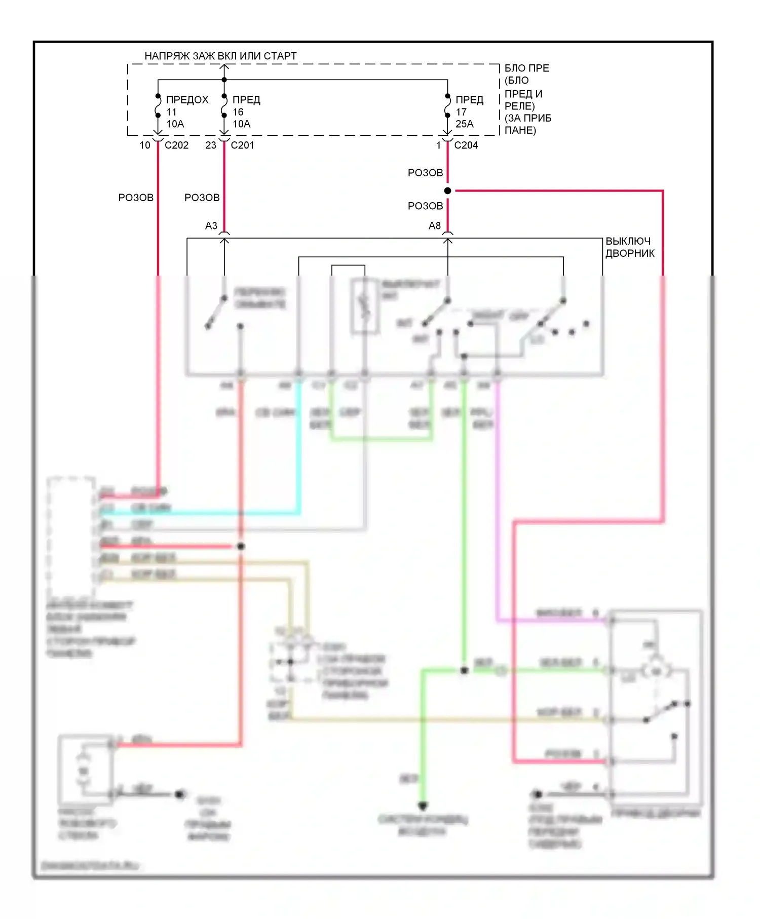 Verona Suzuki I (2003-2006): Дворники и омыватели электросхема 