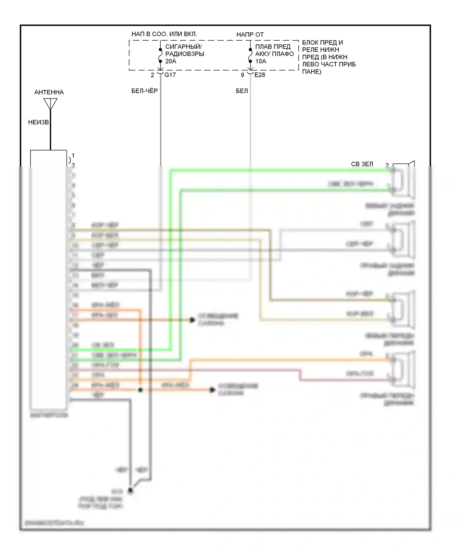 Vitara Suzuki I (1988-2006): Электросхема магнитолы 