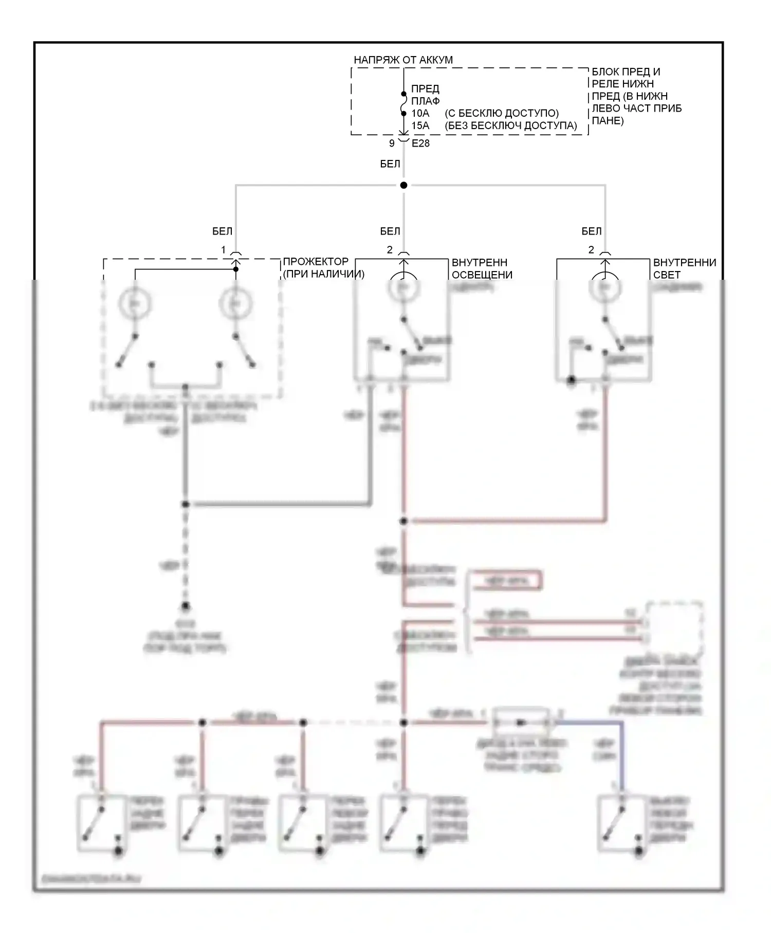 Vitara Suzuki I (1988-2006): Электросхема освещения салона 