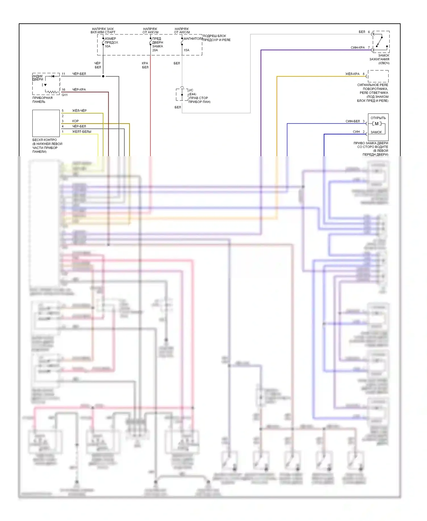 Vitara Suzuki I (1988-2006): Электросхема центрального замка 