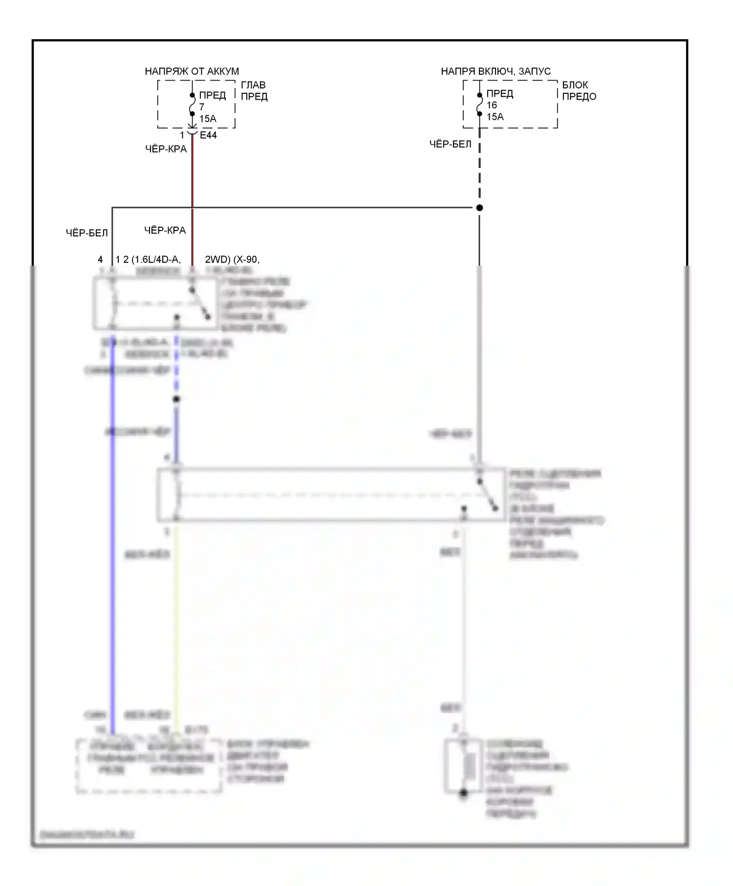 X-90 Suzuki I (1995-2000): Электросхема электромагнита tcc, 3-ступенчатая автоматическая коробка передач 