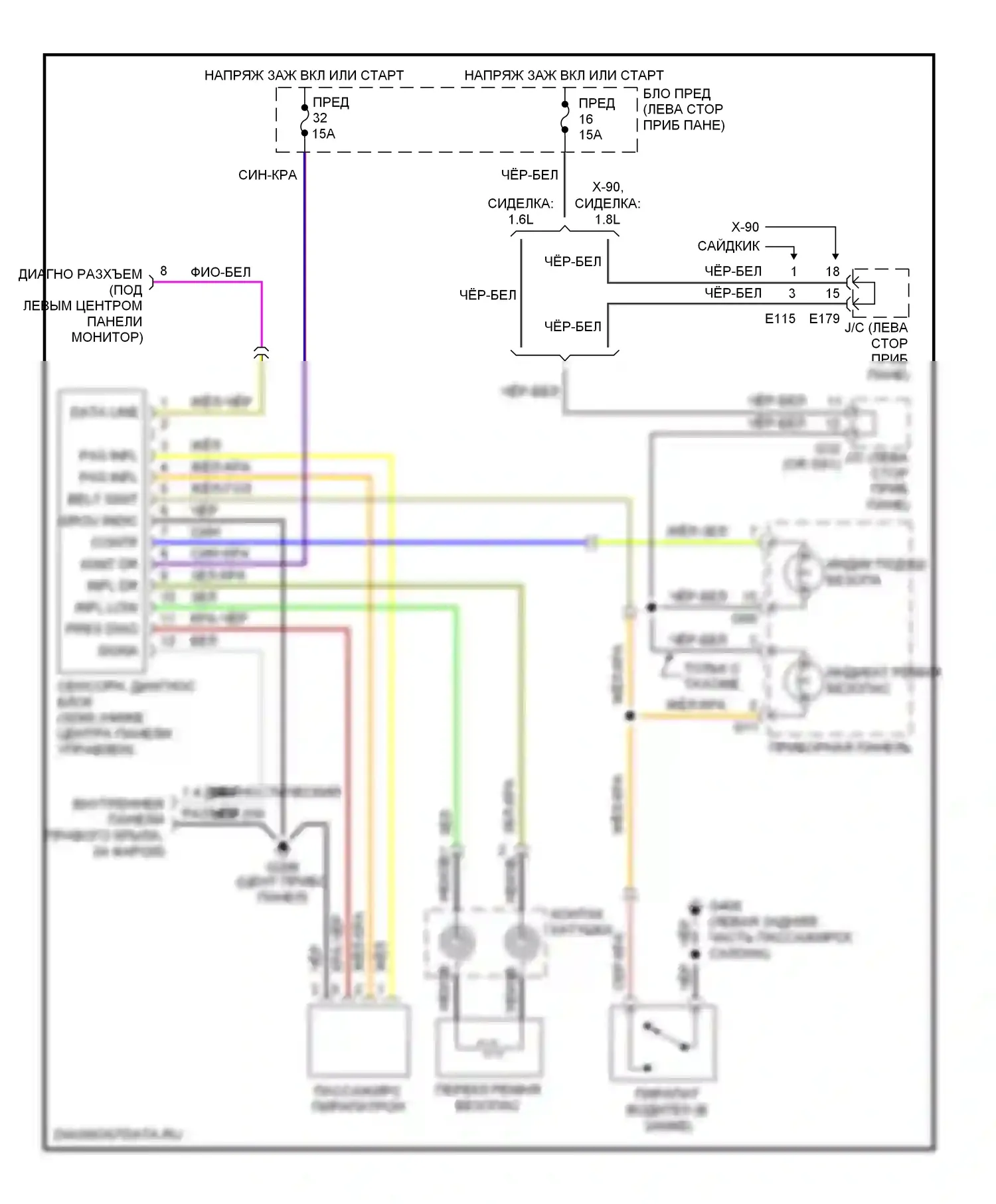 X-90 Suzuki I (1995-2000): Электросхема подушек безопасности 