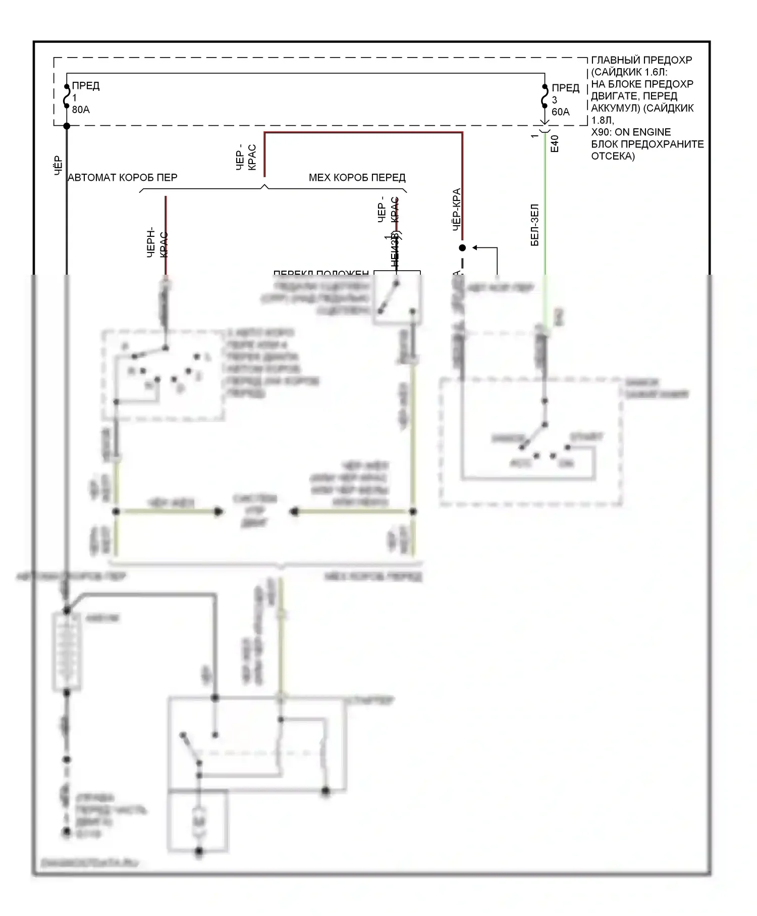 X-90 Suzuki I (1995-2000): Электросхема стартера 
