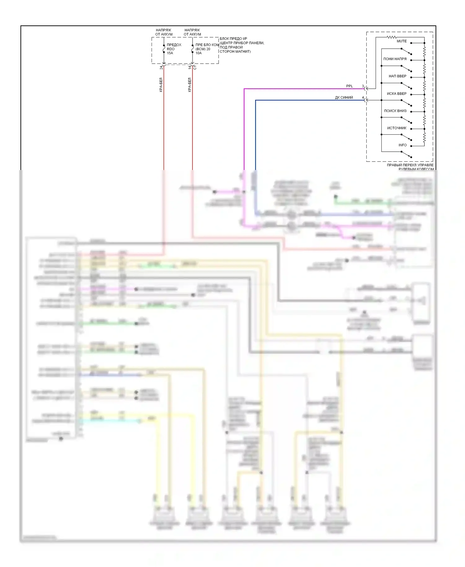 XL7 Suzuki I (1998-2009): Электросхема магнитолы, базовая 