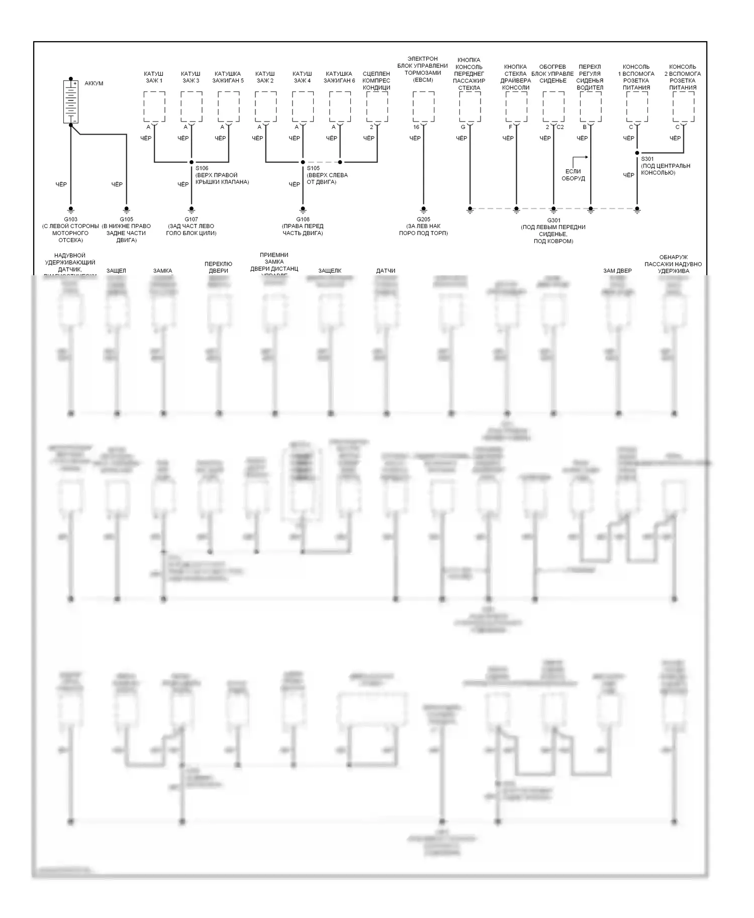 XL7 Suzuki I (1998-2009): Электросхема разводки массы (1 из 2) 