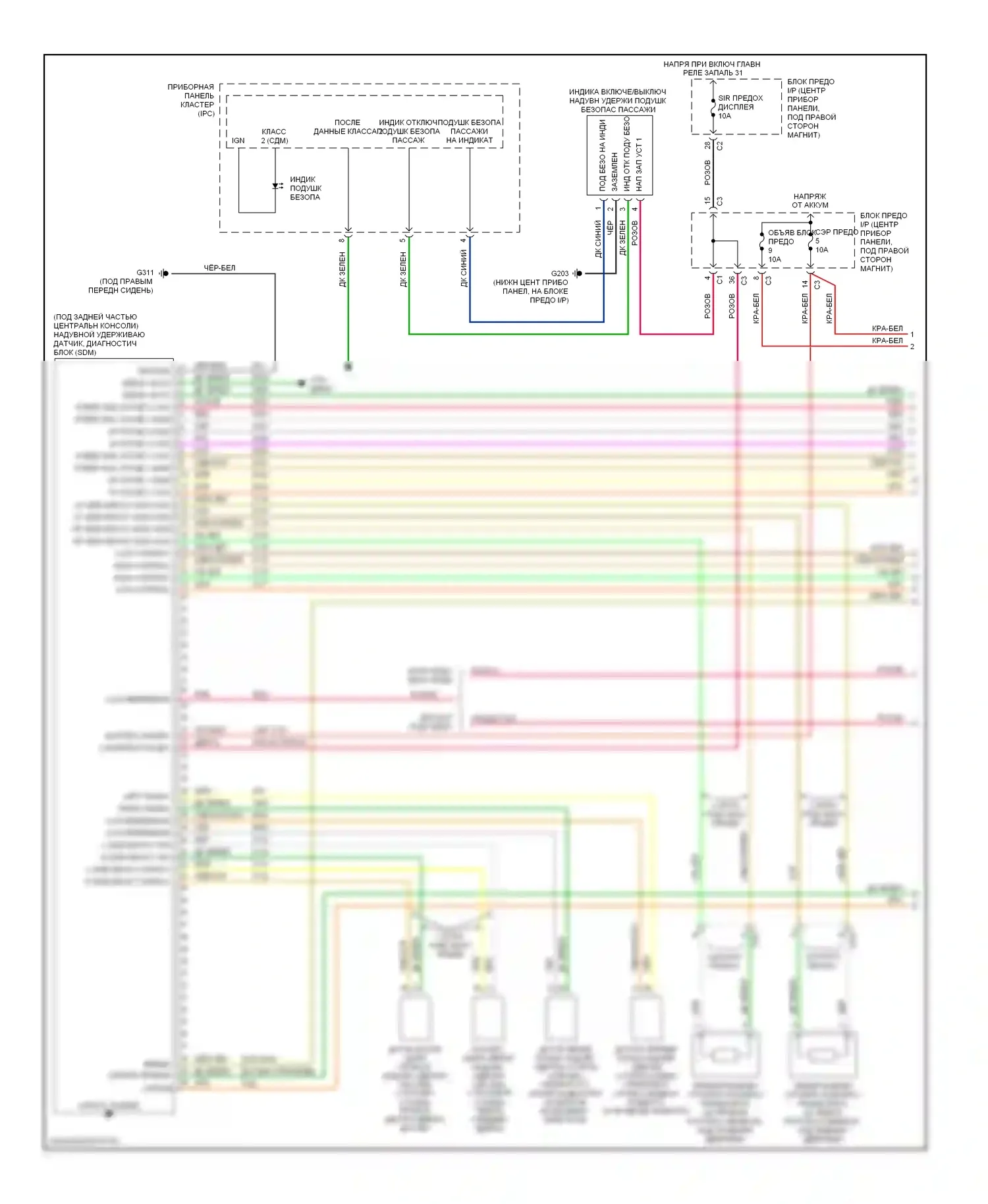 XL7 Suzuki II (2006-2009): Электросхема подушек безопасности (1 из 2) 