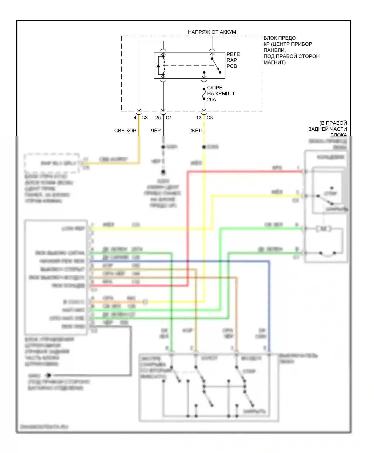 XL7 Suzuki II (2006-2009): Электросхема складной крыши/люка 
