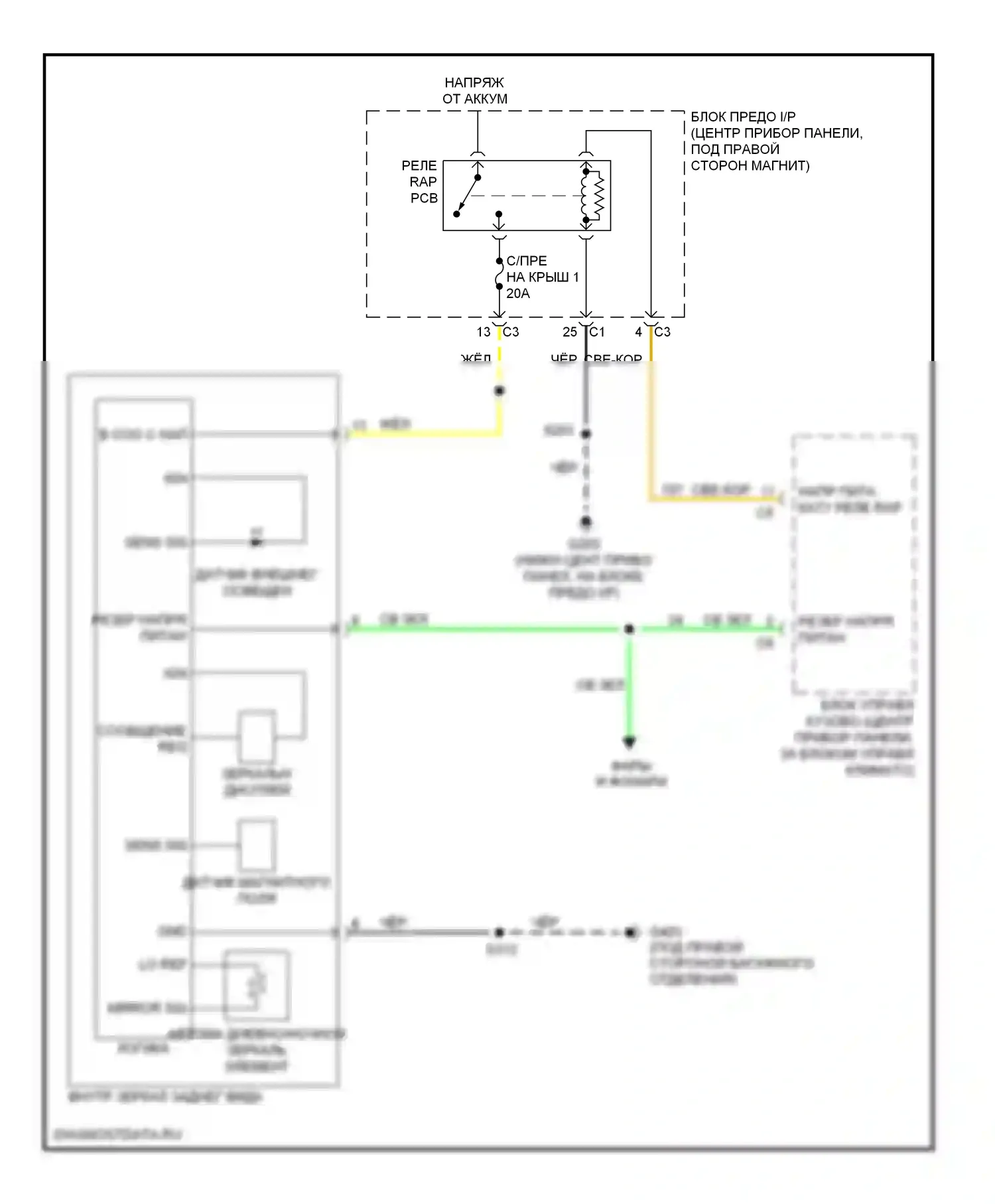 XL7 Suzuki II (2006-2009): Электросхема автоматического дневного/ночного зеркала 