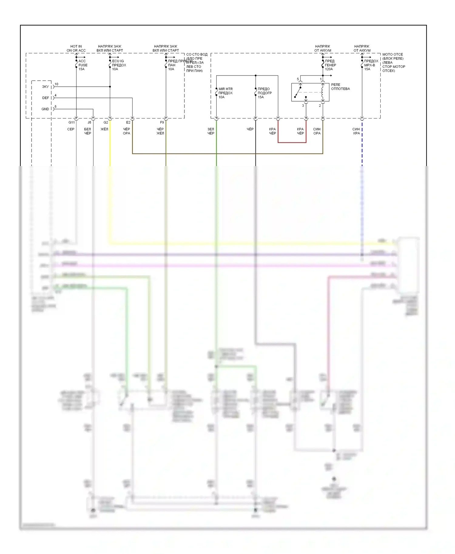4Runner Toyota III (1995-2003): Электросхема подогрева 