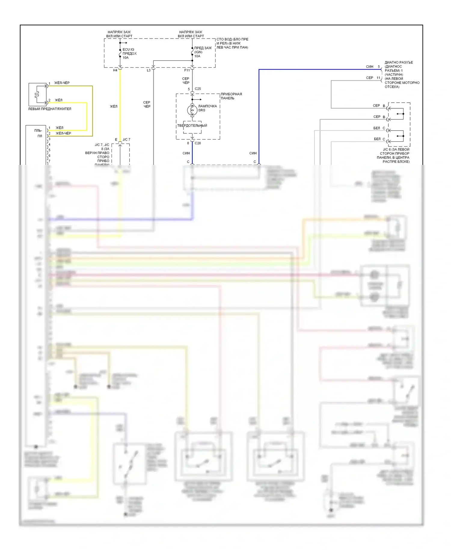 4Runner Toyota III (1995-2003): Электросхема подушек безопасности 