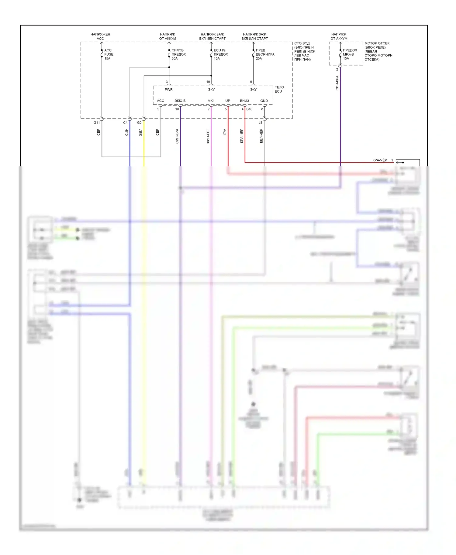 4Runner Toyota III (1995-2003): Электросхема стеклоподъемника двери багажника 