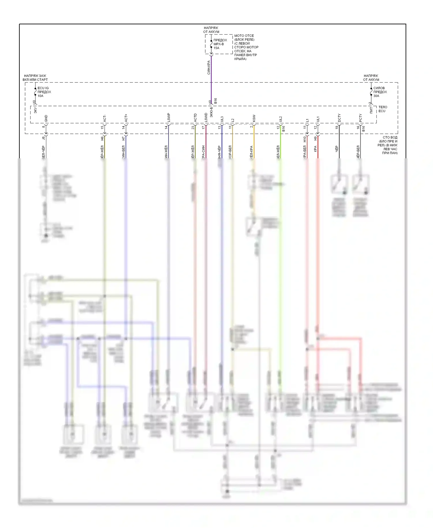 4Runner Toyota III (1995-2003): Электросхема замка двери питания, без бесключевого доступа 