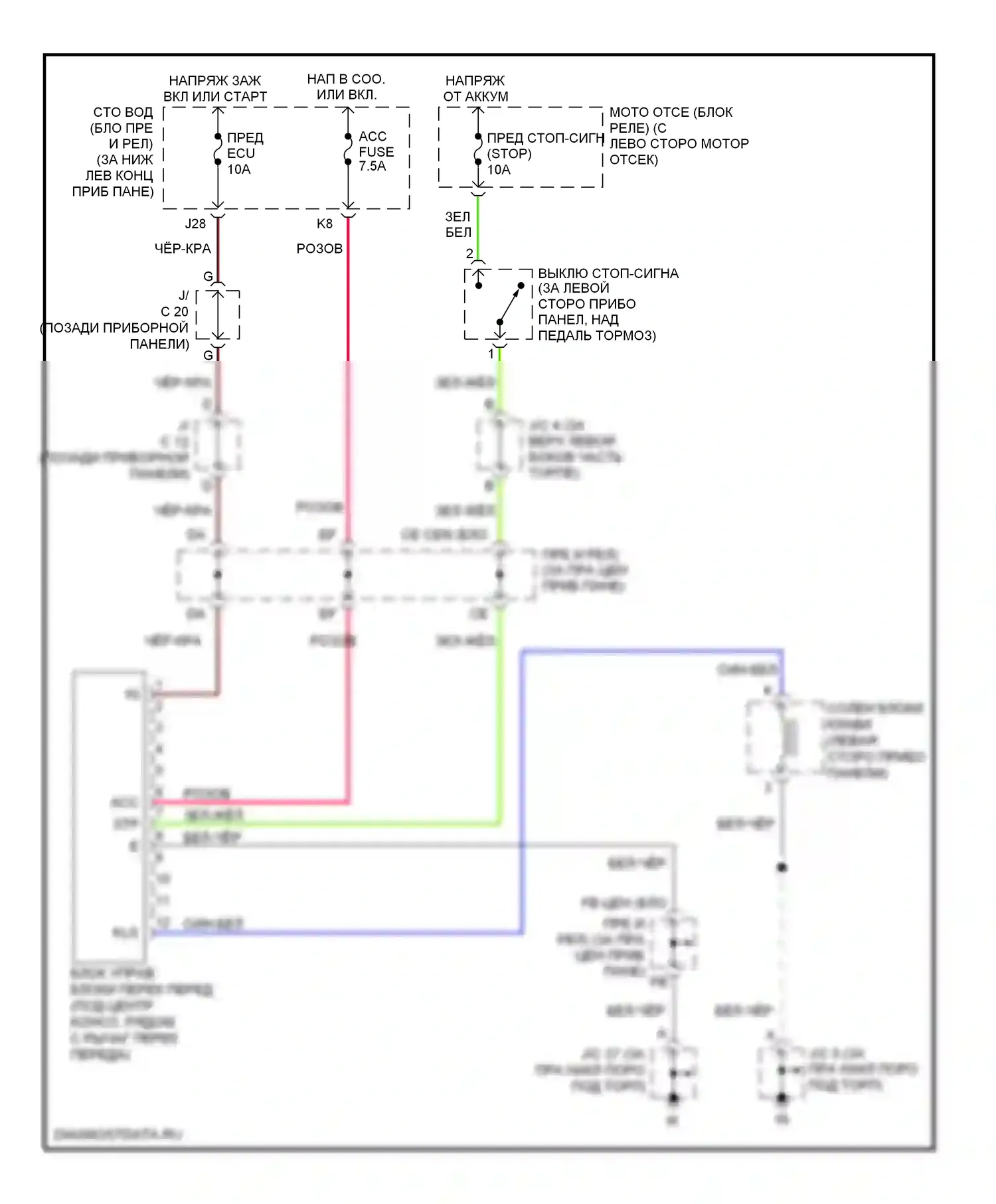 4Runner Toyota IV рестайлинг (2005-2009): Электросхема блокировки селектора 