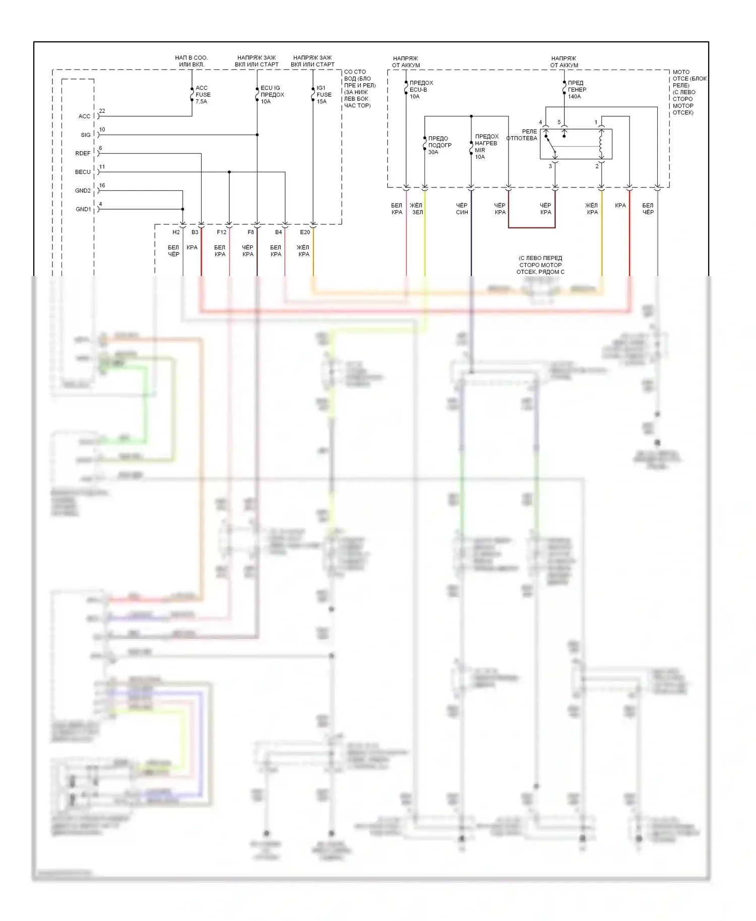 4Runner Toyota IV рестайлинг (2005-2009): Электросхема подогрева стекол 