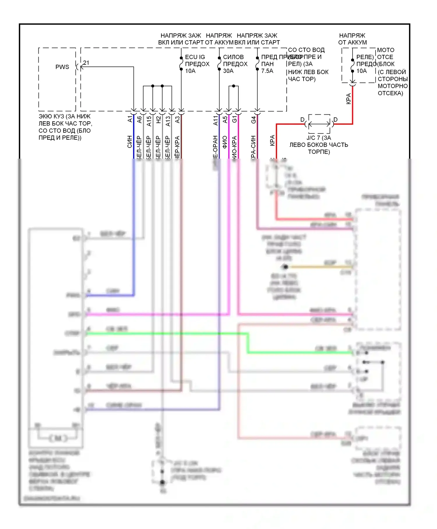 4Runner Toyota IV рестайлинг (2005-2009): Электросхема складной крыши/люка 