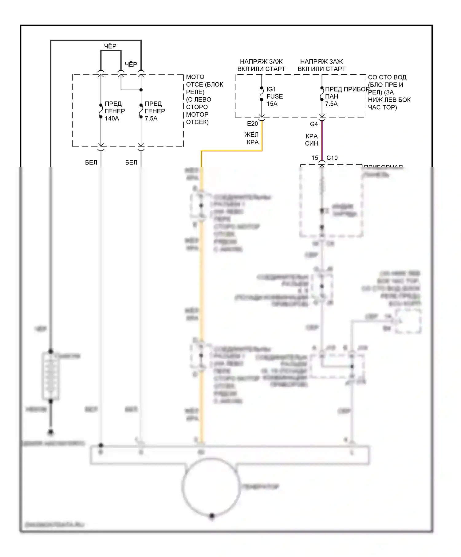 4Runner Toyota IV рестайлинг (2005-2009): Электросхема генератора 