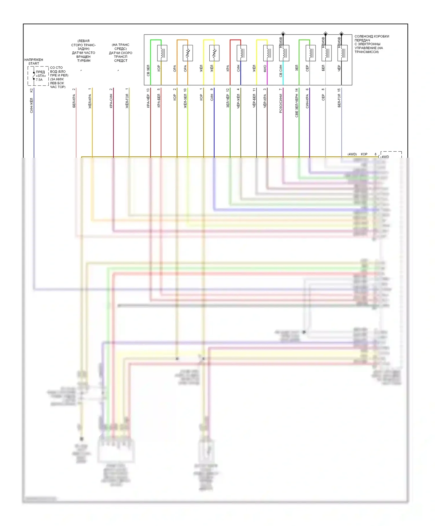 4Runner Toyota IV (2002-2005): 4.7l, электросхема соединений автоматической коробки передач (3 из 3) 