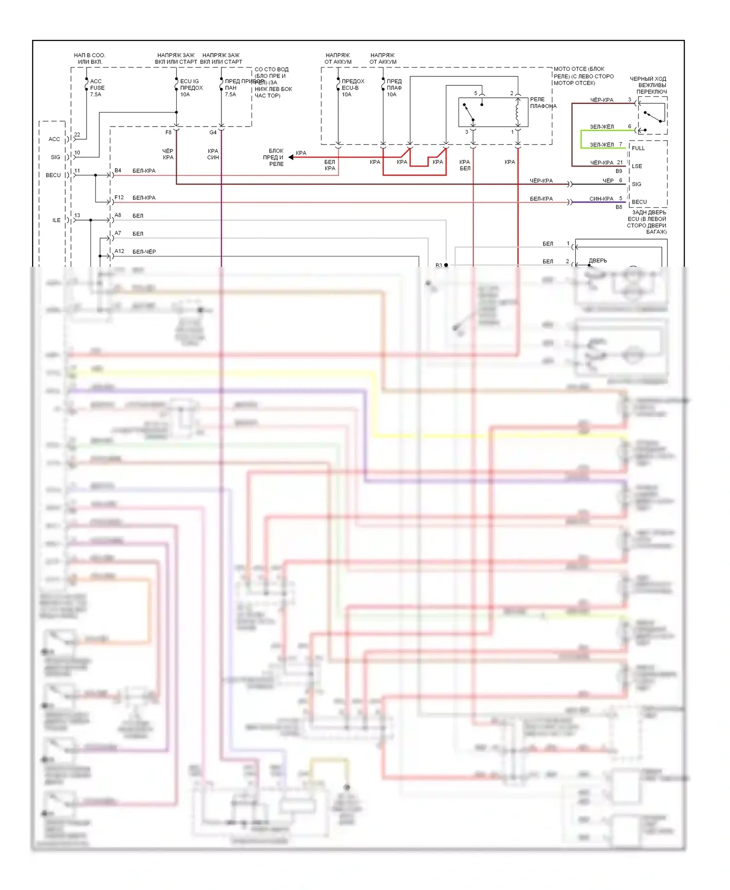 4Runner Toyota IV (2002-2005): Электросхема освещения салона 