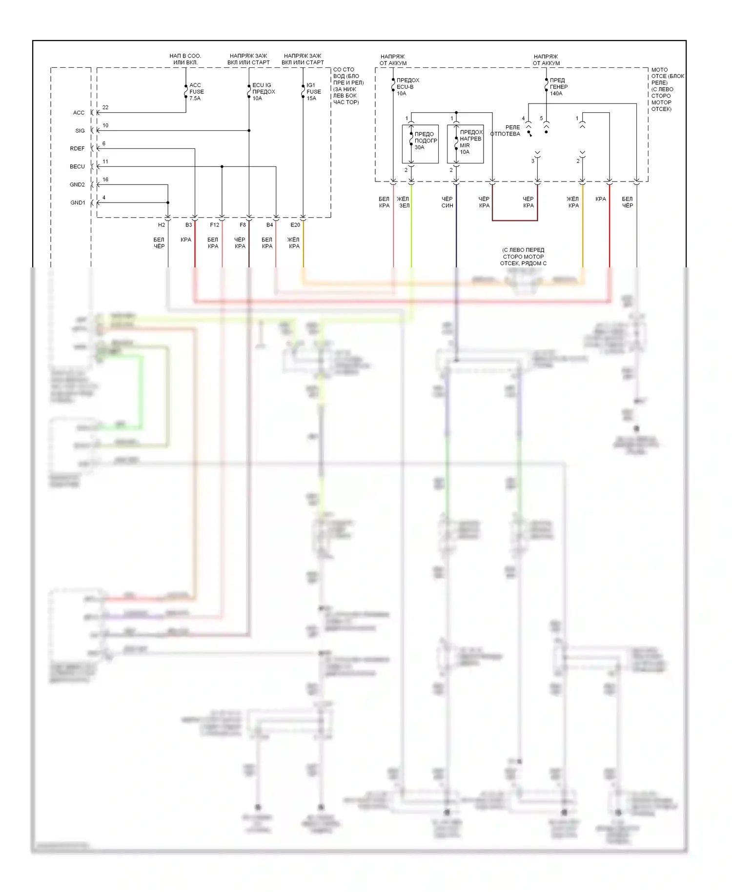 4Runner Toyota IV (2002-2005): Электросхема подогрева стекол 