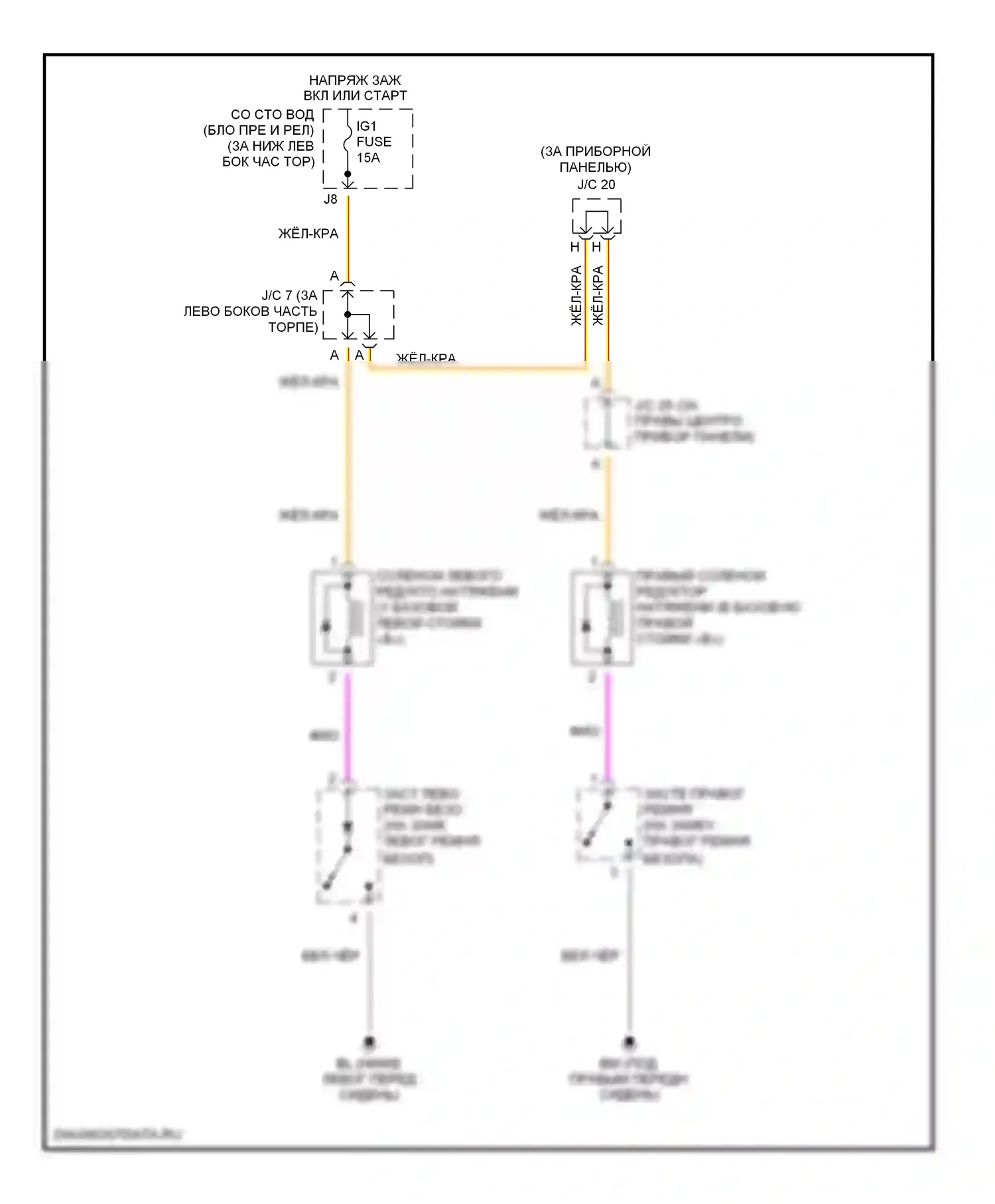 4Runner Toyota IV (2002-2005): Электросхема подушек безопасности 