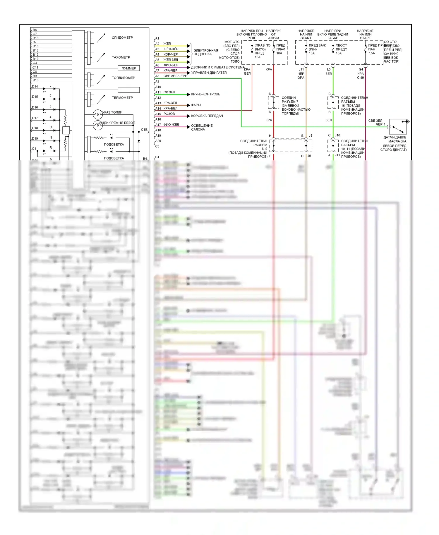 4Runner Toyota IV (2002-2005): Электросхема приборной панели 
